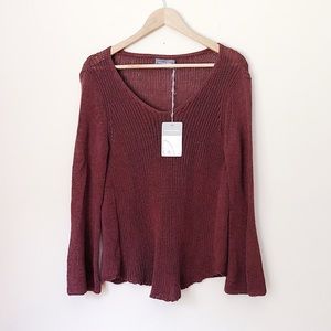 NWT Wooden Ships Bell Sleeve V-Neck Sweater